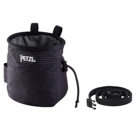PETZL SAKA Ergonomic Chalk Bag with Belt, Chalk Stripes