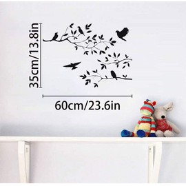 CUNYA 60 x 35cm Black Tree Branches Wall Stickers Nursery Leaves, DIY Removable Vinyl Wall Art Wallpaper Decal Mural Home Decor for Living Room, Bedroom, and Farmhouse Decor (Birds)