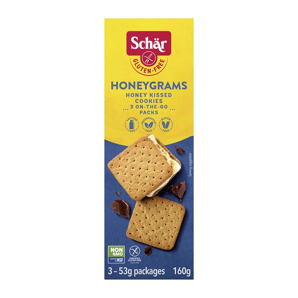 Schar Gluten-Free Honeygrams - Non GMO, Lactose Free, Preservative Free, Gluten-Free Graham Crackers, 160 g (Pack of 1)