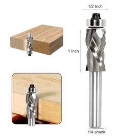 Sinoprotools Bottom Bearing Compression Spiral Flush Trim Router Bit 1/4 Inch Shank 1/2" Cut Dia, Solid Carbide Template Pattern Router Bit for Wood Trimming