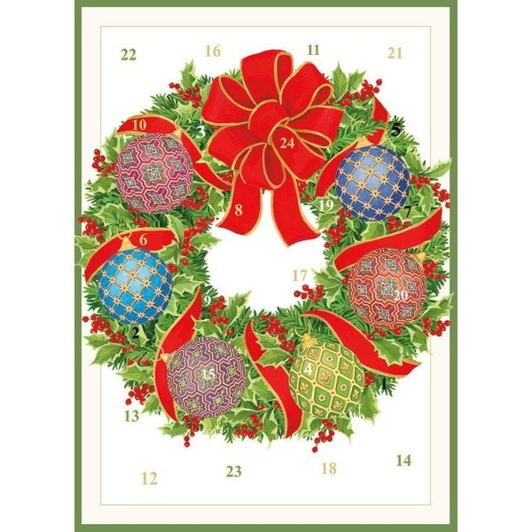Caspari Imperial Ornaments Advent Calendar Greeting Cards - 4 Cards and Envelopes
