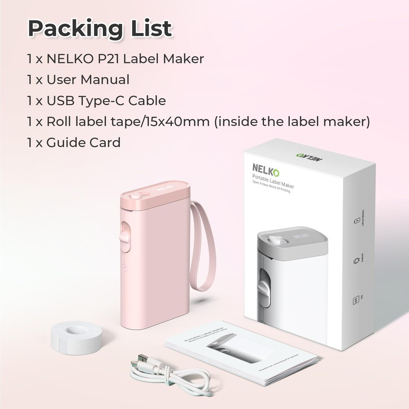 Nelko Label Maker Machine with Tape, P21 Bluetooth Label Printer,