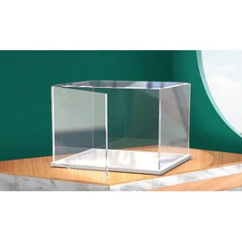 Openable Clear Acrylic Display Case-Assemble Countertop Box with White Base,Dustproof Protection Showcase for Action Figures Toys Collectibles (20x10x15cm/8x4x6inch)