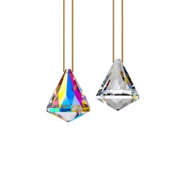 GOLDENHAITAI Top K9 Crystal Ball Prism Diamond Suncatcher, 40mm 2pcs Glass Ornament Pendant for Window Hanging Chandelier Prism Rainbow Maker, Feng Shui Décor