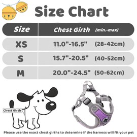 ORYEDA Dog Harness No Pull for Medium Size, Easy Walk Adjustable Pet Harness, No-Choke Soft Padded Dog Vest, Reflective Breathable Pet Oxford Cloth with 2 Metal Leash Clips, Purple, XS