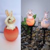 YZYOE Solar Powered Egg Rabbit Lamp, Garden Decorative Resin Cute