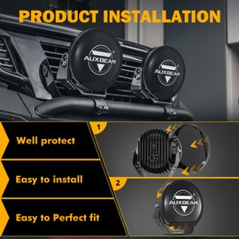 Auxbeam 9 Inch Black Round Light Covers with Logo for Auxbeam 9 Inch Round Driving Lights, Off Road Lights, Bumper Roof Lights, Pair