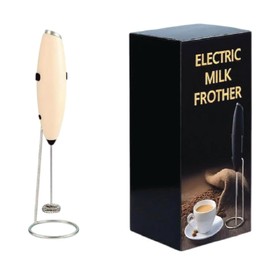 Milk Frother Wand - Powerful Electric Hand Whisk and Mini Blender for Coffee, Matcha and Protein Shakes - Includes 2 AA Batteries - Durable, Easy to Clean and Fast Frother (Cream)