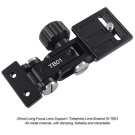 iShoot All-Metal Foldable Telephoto Zoom Lens Bracket, Retractable Long-Focus Lens Support Stand, Camera Holder Bayonet Protector, with 1/4" Screw, IS-TB01