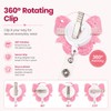Badge Reel Cute Retractable ID Card Holders with Clip, Pink