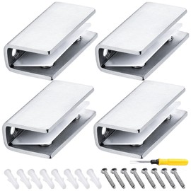 Glass Clamp Glass Holder Stainless Steel Pack of 4 8-12 mm Adjustable Glass Shelf Brackets with Screws and Plastic Insert for Window Railing Stairs Bathroom