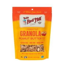 Bob’s Red Mill Peanut Butter Homestyle Granola, 11 Ounce Bag (Pack of 1), Certified Gluten Free, Non-GMO, Whole Grain
