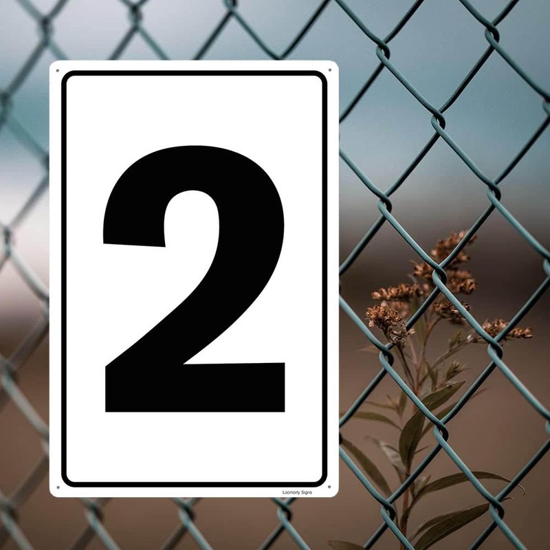 Locmorly Aluminum Sign, Number 2 Sign, 8x12 Inch, Numbered Signs