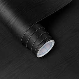 Black Peel and Stick Wallpaper, Waterproof Wood Grain Contact Paper, Self Adhesive Removable Wallpaper for Bathroom Countertop Furniture Kitchen Wall Decorate (15.7" x 118")