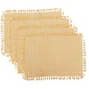 Set of 4 Placemats, Yellow/White Woven Fringed,100% Cotton, Size 13x19