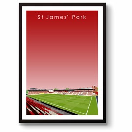 GroundDesigns EXETER CITY FC Football Gift ST JAMES' PARK Stadium Art Unframed A3 Print ECFC