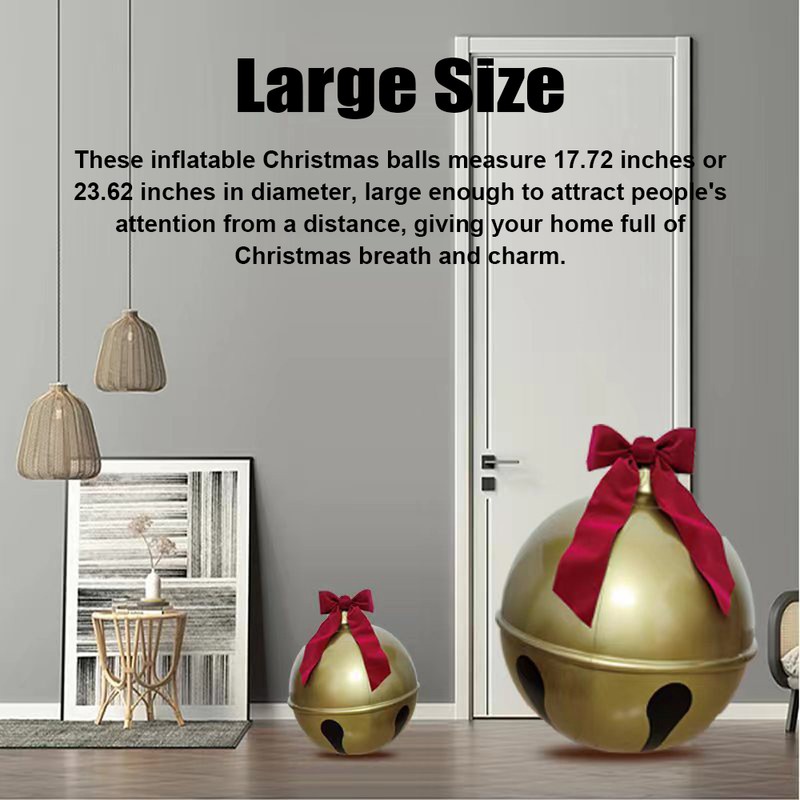 23.6 Inches Inflatable Christmas Ball PVC Large Jingle Bell Bow