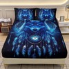 AILONEN Boys Wolf Fitted Sheet Set Twin XL Size,Blue Black