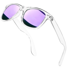 KANASTAL Polarized Sunglasses for Women Men with UV400 Protection Retro Classic Designer Sun Glasses Clear Frame Design Mirror Purple Shades Fashion Trendy Accessories