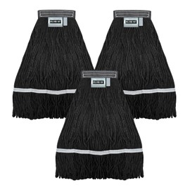 KLHB-YF 21 Oz Black Cotton Mop Head Replacement Heavy Duty Industrial Commercial Mop Head Washable Industrial mop Heads Heavy Duty for Commercial & Home Cleaning