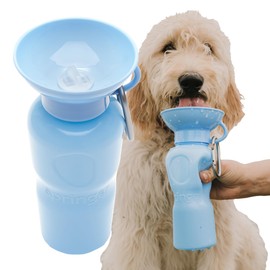 Springer Dog Water Bottle | Portable Travel Water Bottle Dispenser for Dogs | Dog Gift Seen on Oprah's Favorite Things, Shark Tank | Leak-Proof Bottles Fill Bowl with Water | BPA-Free 22oz Sky Blue