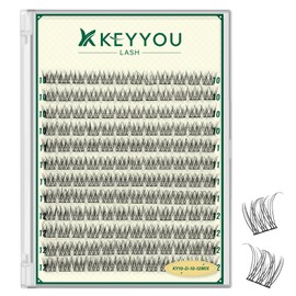 KEYYOULASH Lash Clusters Manga Lash Extension D Curl 144pcs 10-12mm Wispy Eyelash Clusters Natural Volume Eyelash Extensions Individual Lashes DIY at Home(KY10,D-10-12MIX)
