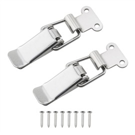 HJGarden 2PCS 90 Degree Right Angle Latch 304 Stainless Steel Tool Box Hood Locks Latches Spring Loaded Toggle Lock Clasp Buckle Latch Tool Box Hasps