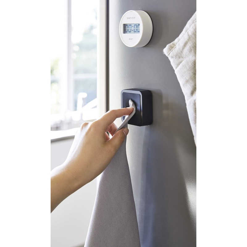 Yamazaki 4249 Magnetic Kitchen Towel Holder, Black, Approx. W 2.2