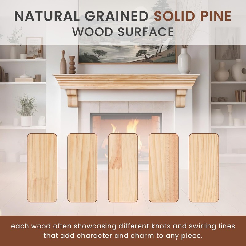 TECANA Wood Fireplace Mantel with Corbels - 54 Inch Rustic