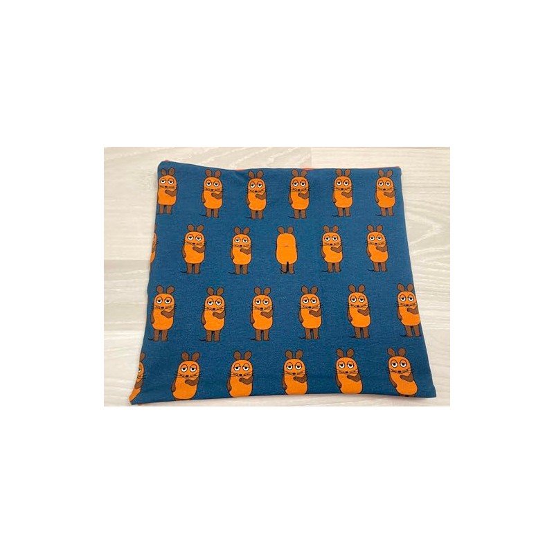Schal aus Baumwolljersey mit der Maus auf dunkelblau, verschiedene Formen: