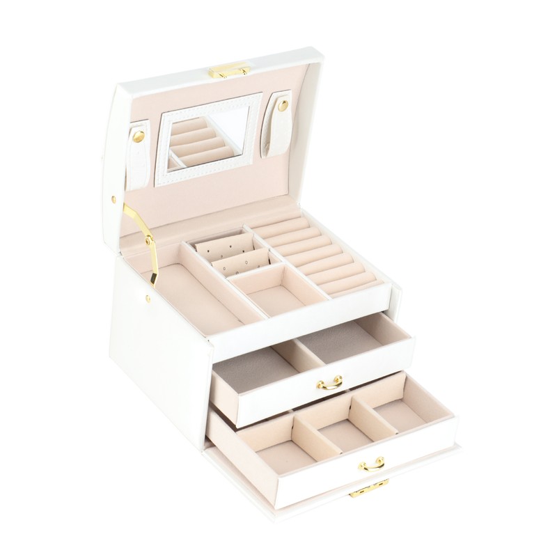 3 Tiers PU Leather Jewelry Storage Case Display Box Holder