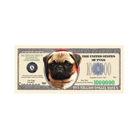 American Art Classics Pack of 5 - Pug Dog Million Dollar Bill - Best Gift for Lovers of Pugs