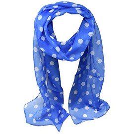 Striessnig Wien Blue and White Polka Dot Scarf, Women's Scarf, White Polka Dot Scarf, Approx. 36 x 160 cm, blue