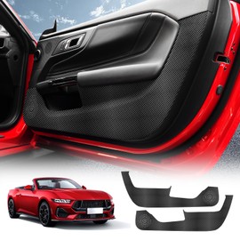 KUNGKIC for Ford Mustang 2024 2025 Car Door Anti Kick Pad Protective Stickers Interior Decals Accessories Self-Adhesive Side Edge Protection Mats Cover (PU, Carbon Fiber Pattern)