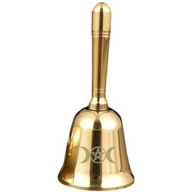 MAGICLULU Mini Brass Altar Bell with Pentagram Pattern Multi Functional Handheld Wiccan Bell for Rituals Home and Sacred Atmosphere Enhancer
