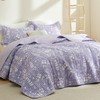 Bedsure Floral Quilt Set King - Reversible Purple Botanical Quilt