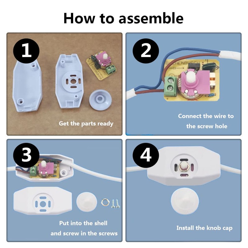 ZaishunNT Inline Dimmer Switch 220-240V Knob Dimmer Switch Lights Switch