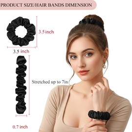 GALAGLIMMER Scrunchies for Girls No-Damage for Girls Day to Night Silk-Like for All Types and Textures Crease-Free Hair Accessories (3 Black + 2 Green)