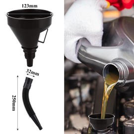 ASelected 6 Pcs Right Angle Flexible Plastic Funnel Set,Universal Funnel Funnel For Petrol With Detachable Spout And Long Mouth Funnels for Motorcycle Car Automotive(Red,Orange,Black)