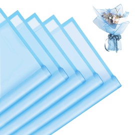 Jocomoni 20 Sheets Flower Wrapping Paper, Waterproof Floral Bouquet Fresh Flower Wrapping Paper with Border Florist Supplies Gift Packaging Material (Light Blue)