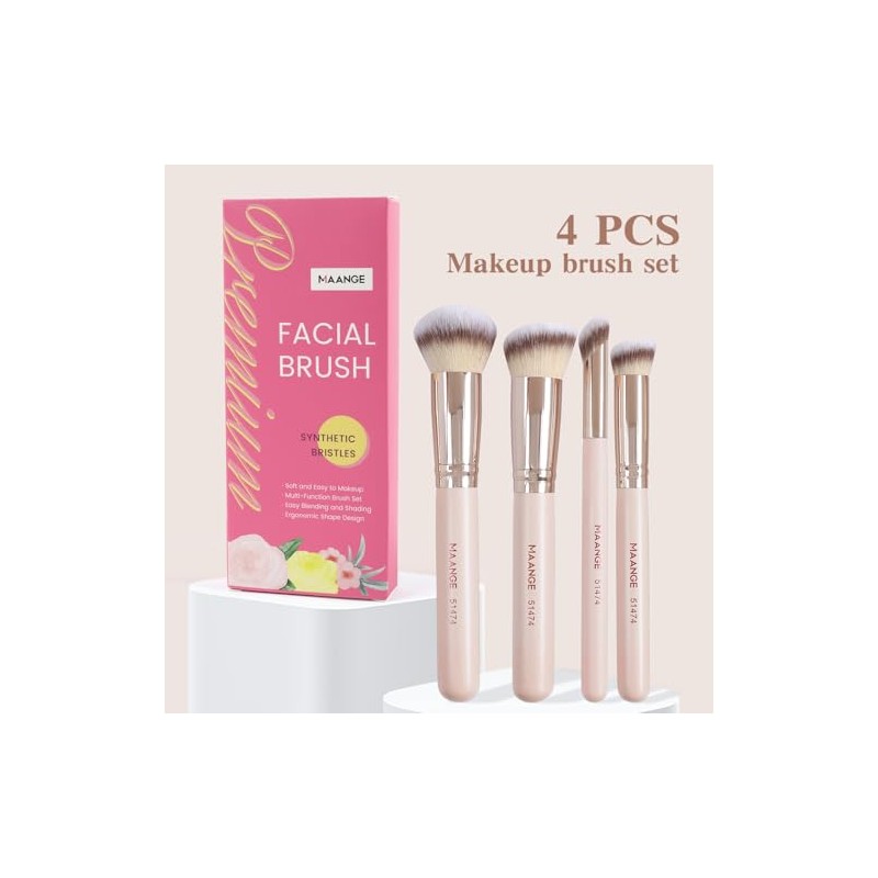MAANGE Set de Brochas de Maquillaje 4 Piezas Brochas de