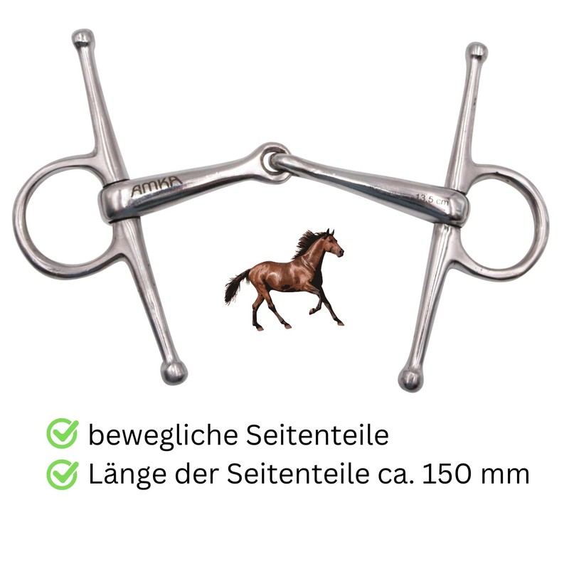 AMKA Toggle Snaffle Bit Solid Stainless Steel Thickness 18 mm