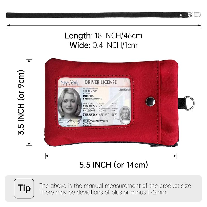 Small Lanyard Wallet with ID Window Minimalist Nylon Zipper Lanyard