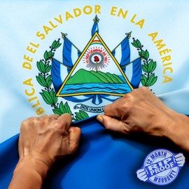 Anley Rip-Proof Technology Double Sided 3-Ply El Salvador Flag 3x5 Foot - Vivid Color, Canvas Header and Wrinkle Resistant - The Strongest, Longest Lasting Salvadoran National Flags 3 X 5 Ft