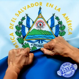 Anley Rip-Proof Technology Double Sided 3-Ply El Salvador Flag 3x5 Foot - Vivid Color, Canvas Header and Wrinkle Resistant - The Strongest, Longest Lasting Salvadoran National Flags 3 X 5 Ft