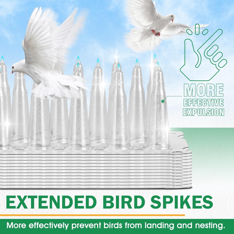 3 BUZZLETT 36 Pack Upgraded Clear PVC Bird Spikes, Keep