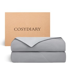CosyDiary Cooling Comforter, Blanket for Hot Sleepers, All Season Bedding to Keep Cool for Night Sweats, Breathable Lightweight Blanket, (Cooling Deep Light Grey, Twin/Twin XL (68"x90"))