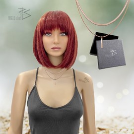 RUGGED steel Women's Stainless Steel Layering Snake Chain 2 Row Necklace 40/45 cm + Bar Pendant Minimalist Geo Mini Charm (Including Jewellery Box), Stainless Steel