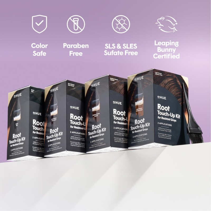 dpHUE Root Touch-Up Kit for Resistant Grays, Black - Permanently