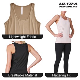 Ultra Performance Womens Athletic Workout Tank Tops 4 Pack Women's Running Shirts Casual Loose fit Gym Tanks for Women